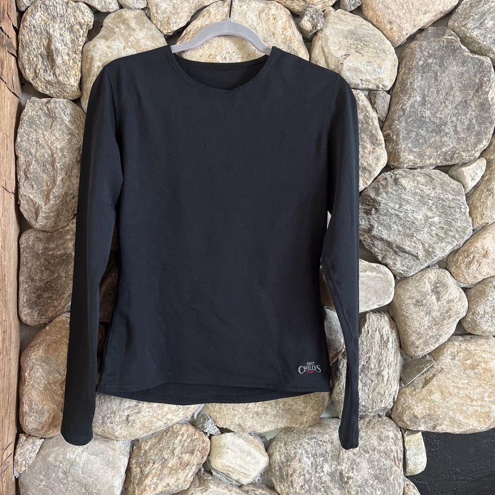 Hot Chilly's Base Layer Women's Large Warm Long Sleeve Black Pullover Shirt‎